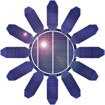 arrangement de capteurs solaires en forme de soleil